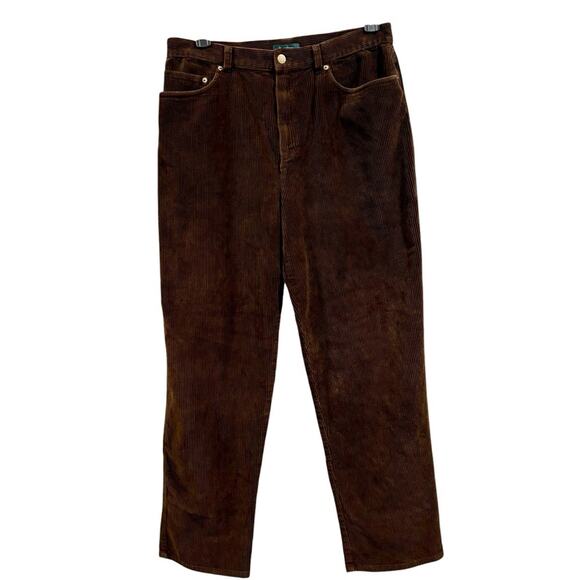 RALPH LAUREN Dark Brown Corduroy Pants, women’s size 34” waist - Picture 1 of 9